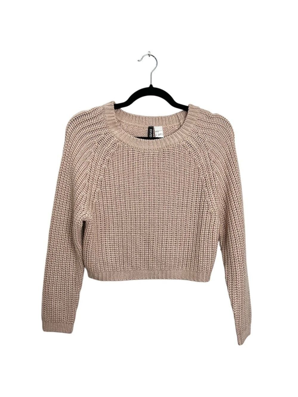 Divided blush pink cropped 3/4 raglan length sleeve sweater XS